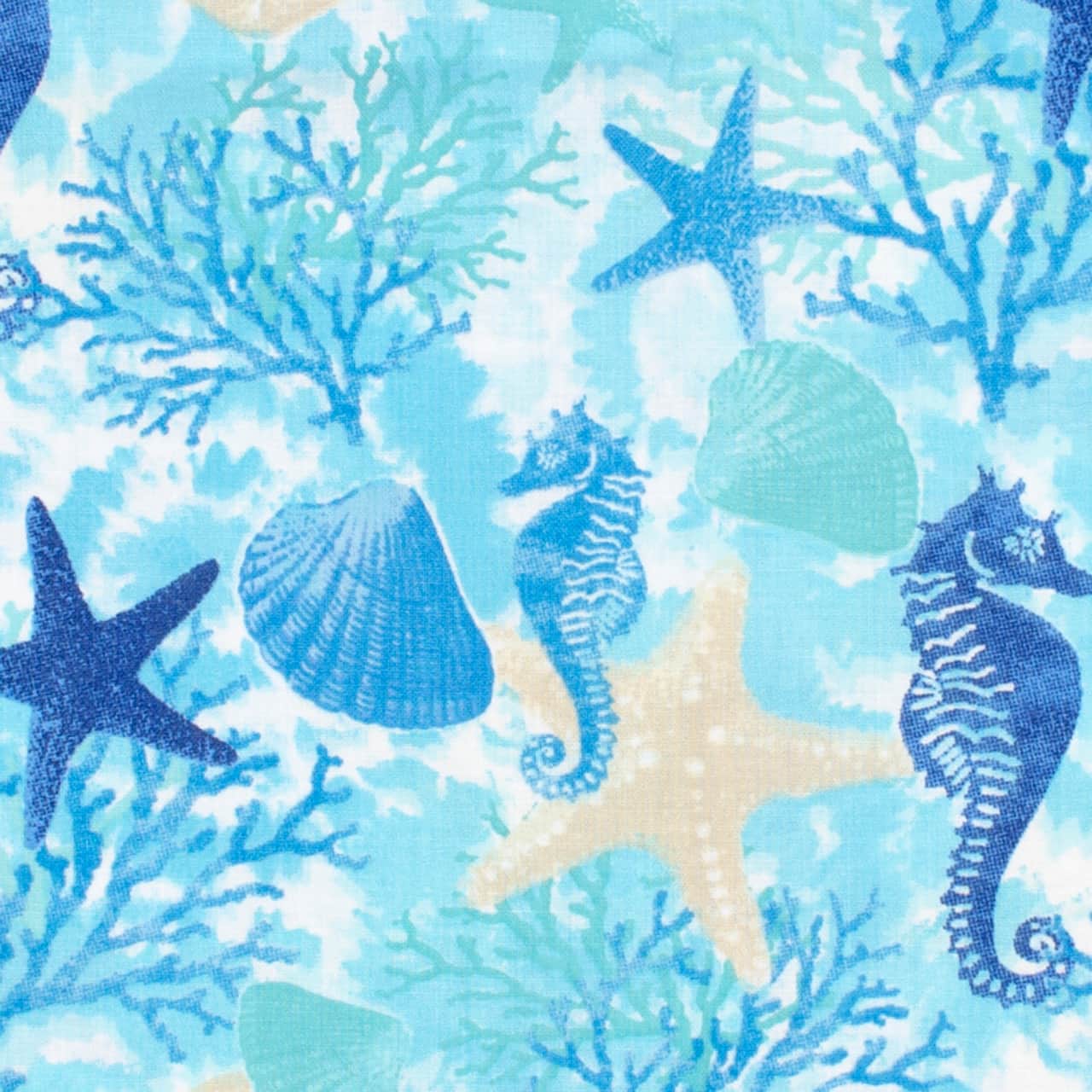 8 yd. Full Bolt: Fabric Editions Turquoise Sea Life Cotton Fabric